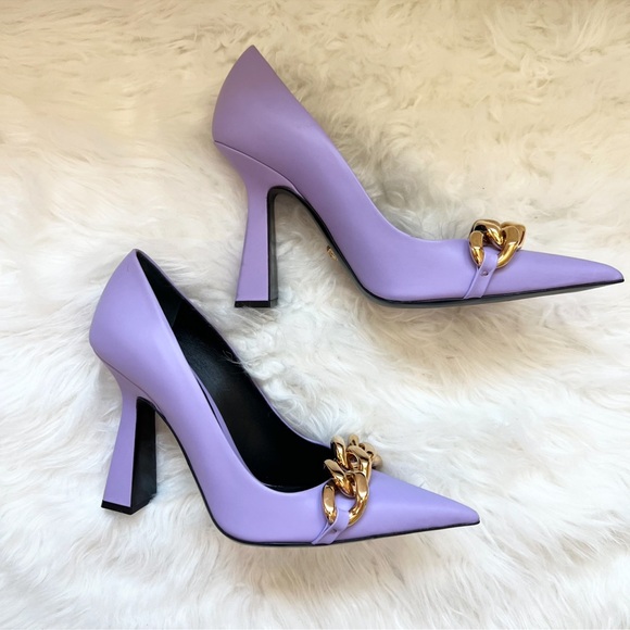 New! VERSACE Medusa Chain Leather Heels - Picture 9 of 14